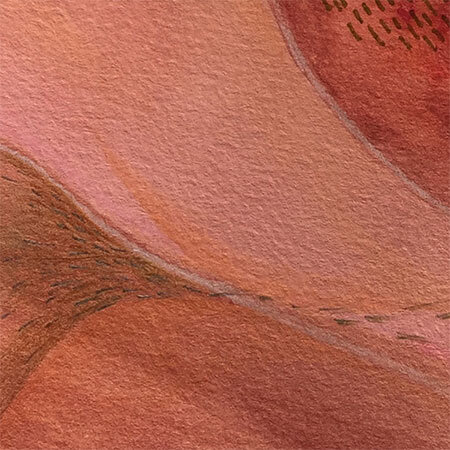 healing art: Detail einer Zeichnung. Mischtechnik mit Naturfarbe aus Avocadokernen. 2025
