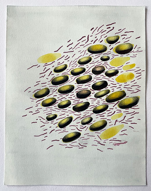 Original-Zeichnung auf Papier mit Naturfarben – Inseln