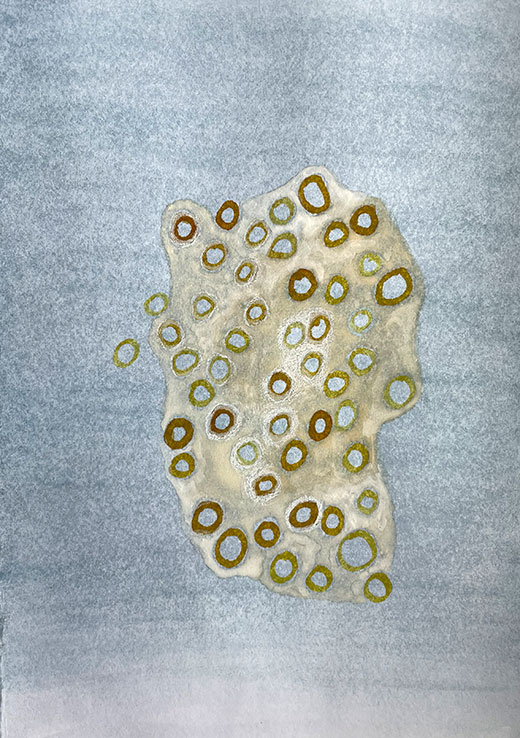 Original-Zeichnung auf Papier mit Naturfarben – Eierschalenweiß